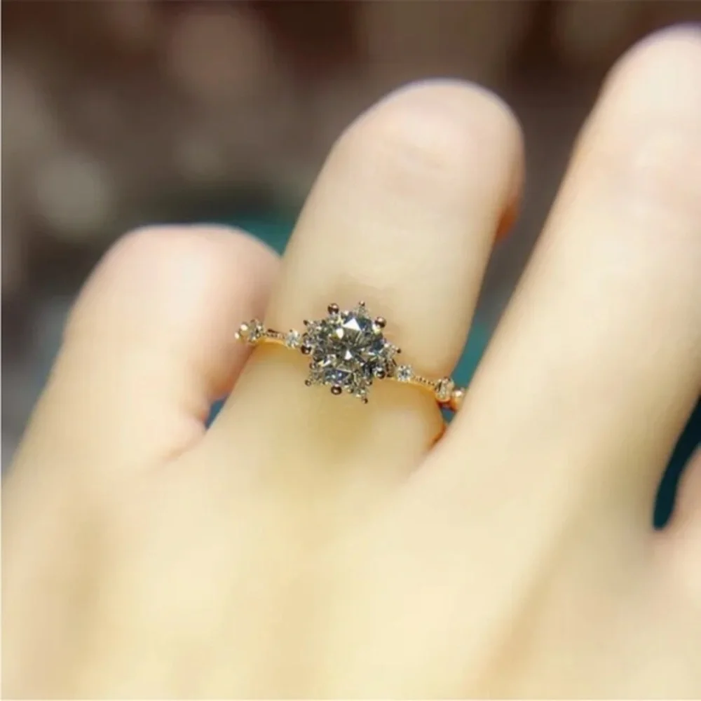 New Elegant 18k Yellow Gold Plated Rings Cubic Zirconia Women - Picture 4 of 4